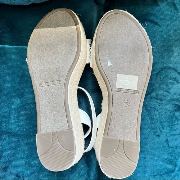 Marc Fisher Joyce Studded Platform Espadrille Sandals White Ankle Strap SIZE 8 - Picture 3 of 9